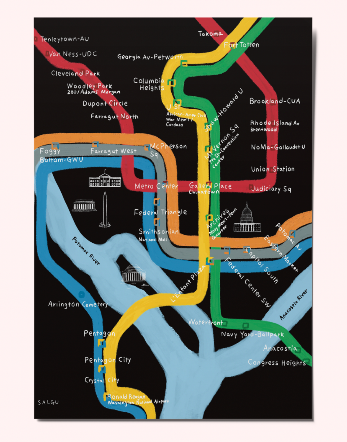 DMV Metro Map Postcard