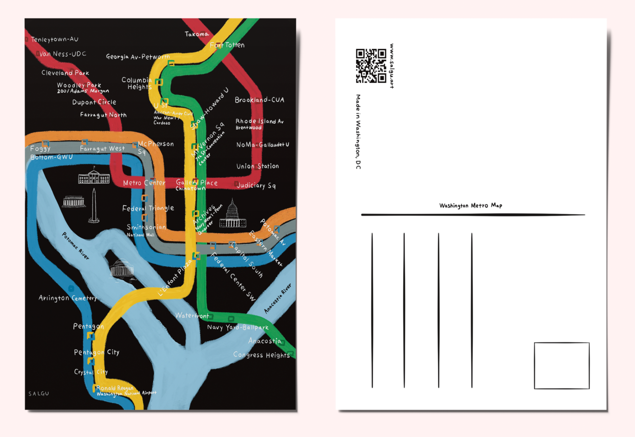 DMV Metro Map Postcard