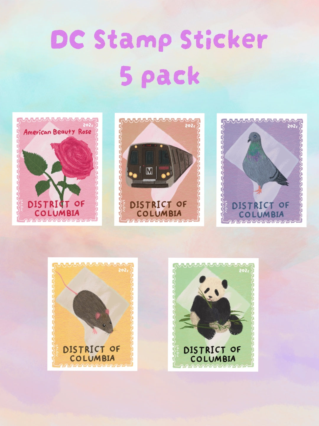 DC Stamp Sticker 5 Pack