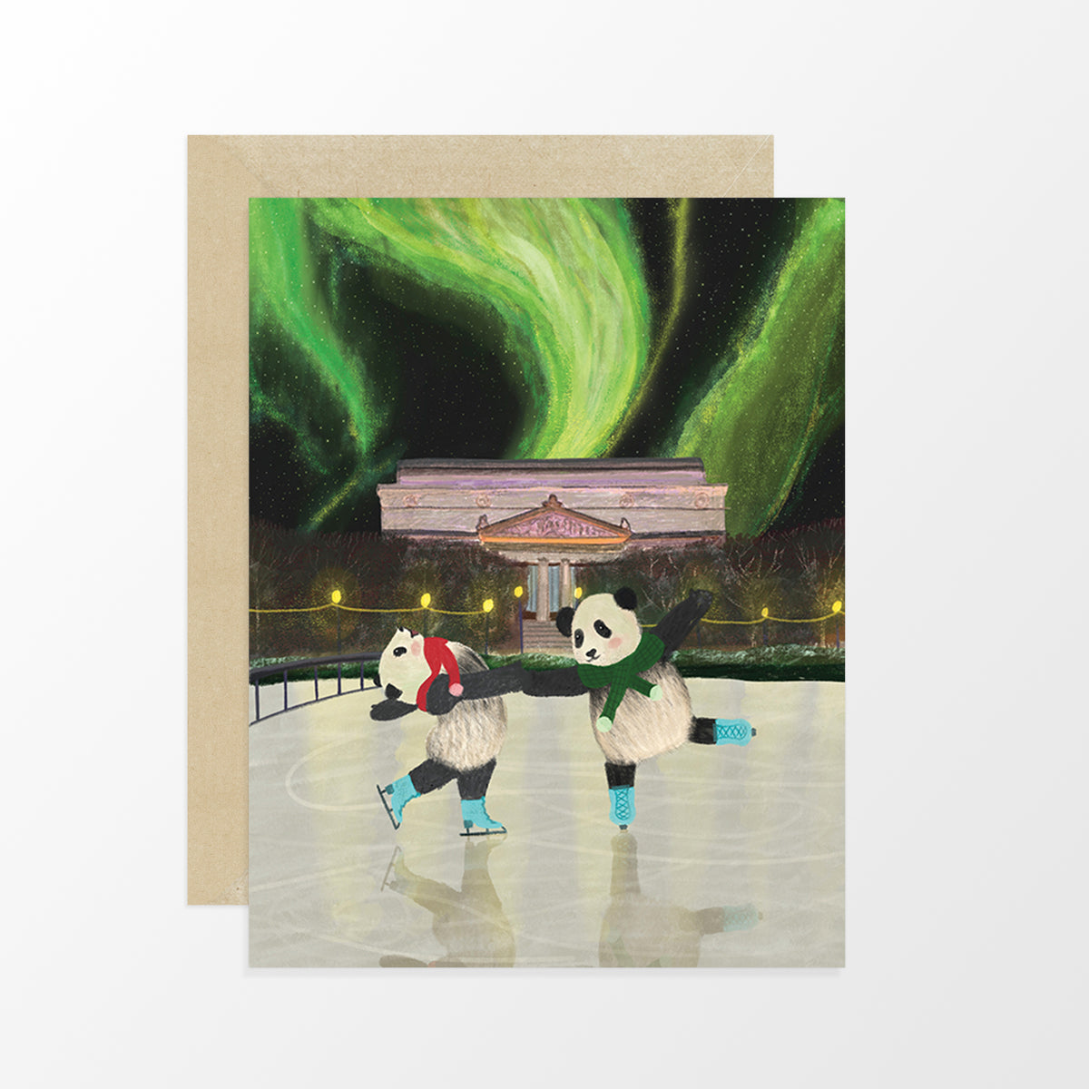 Pandas Ice Skating at National Gallery of Art Card