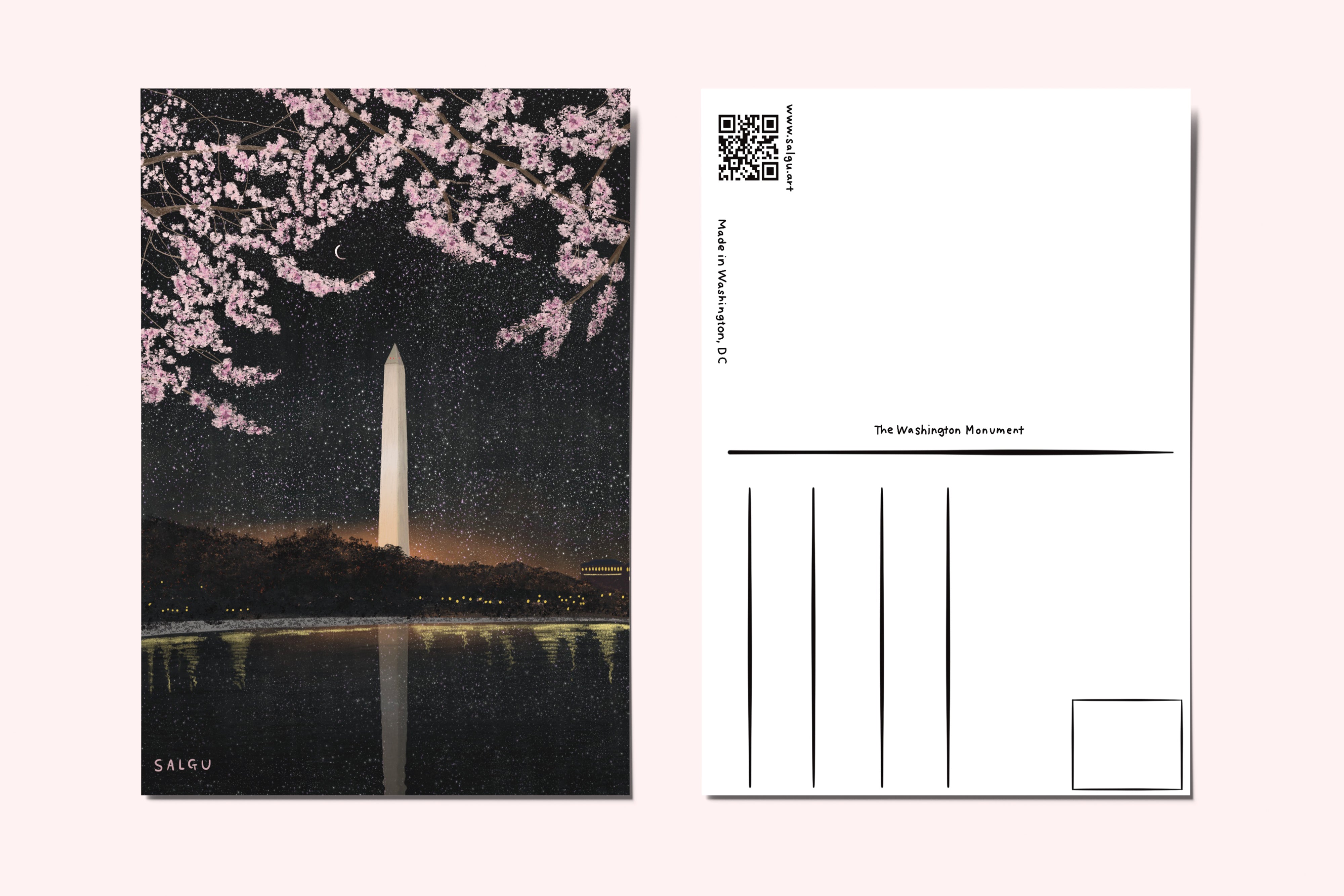 Washington Monument at Night Postcard