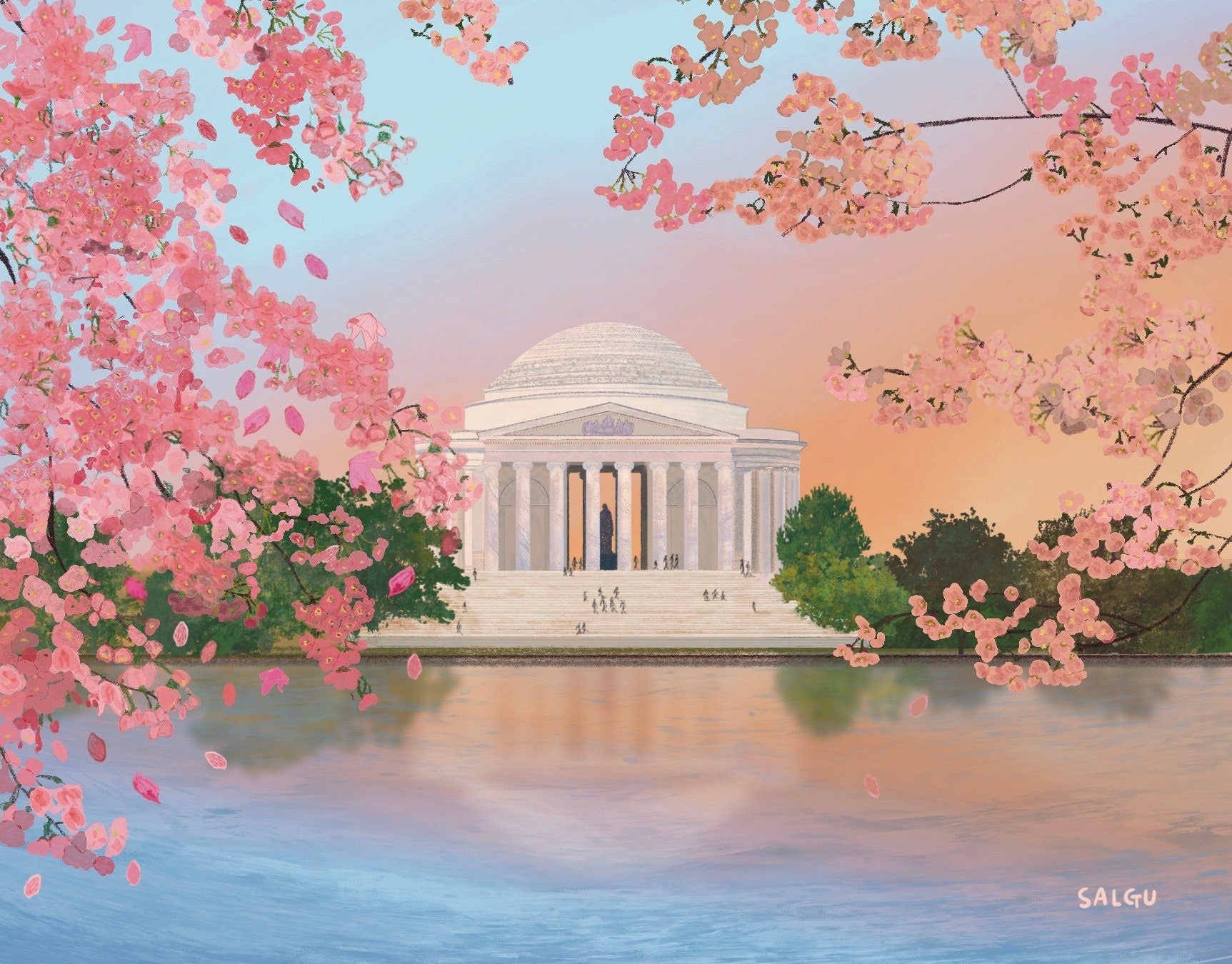 Thomas Jefferson Memorial Cherry Blossom Postcard