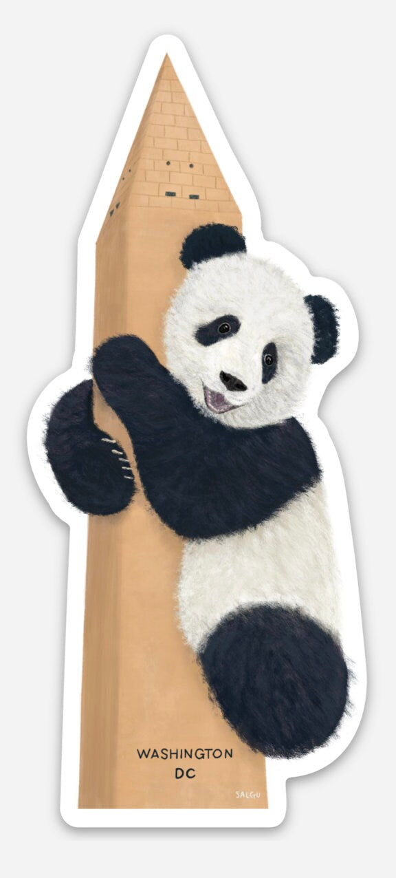 Panda Hugging the Monument Sticker