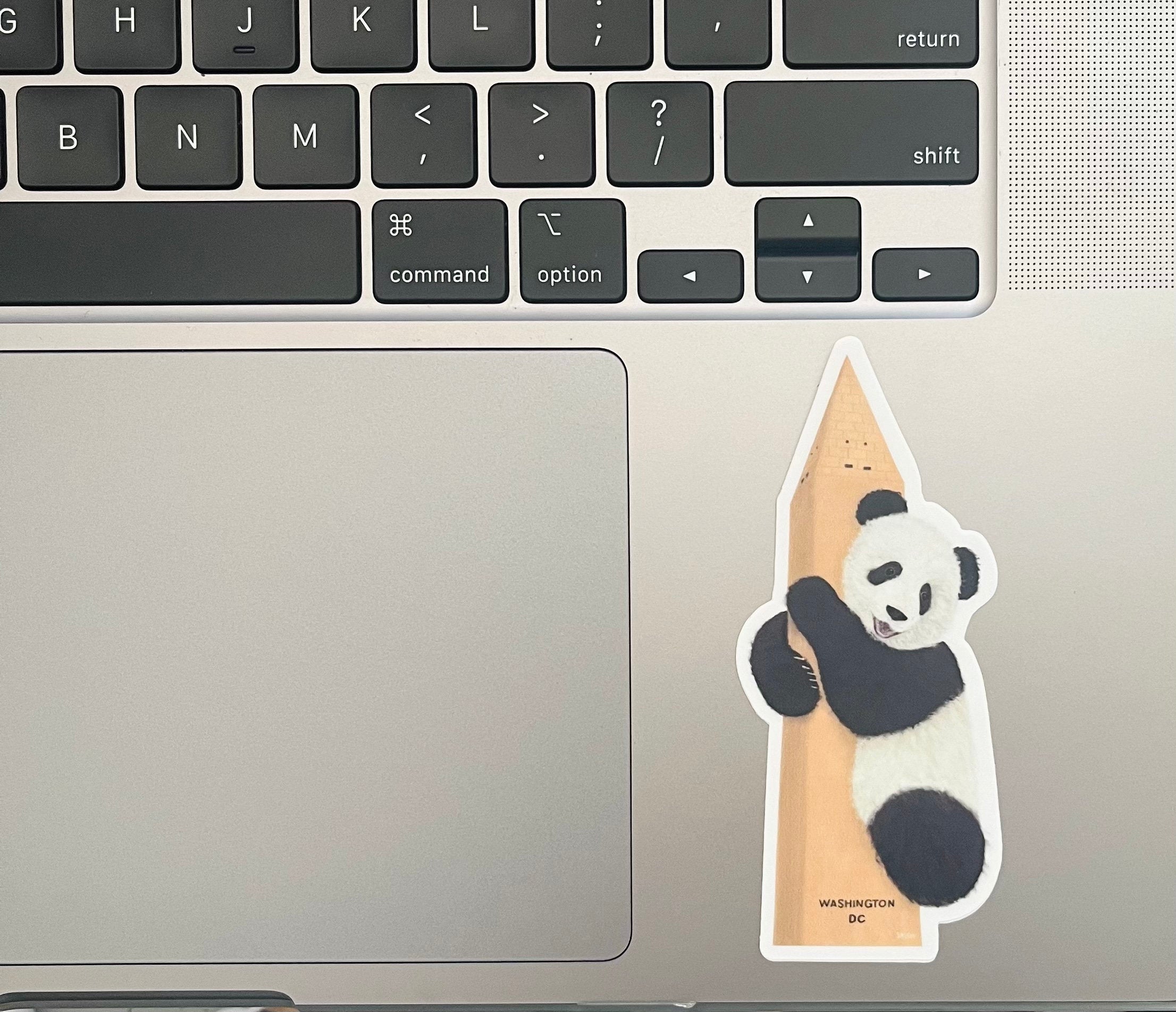 Panda Hugging the Monument Sticker