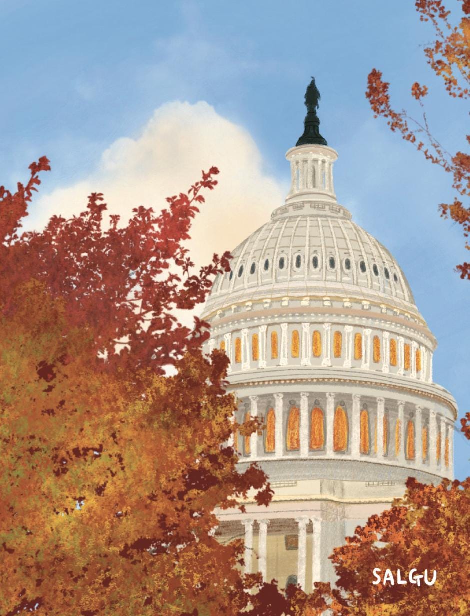 Capitol Building in Fall Postcard