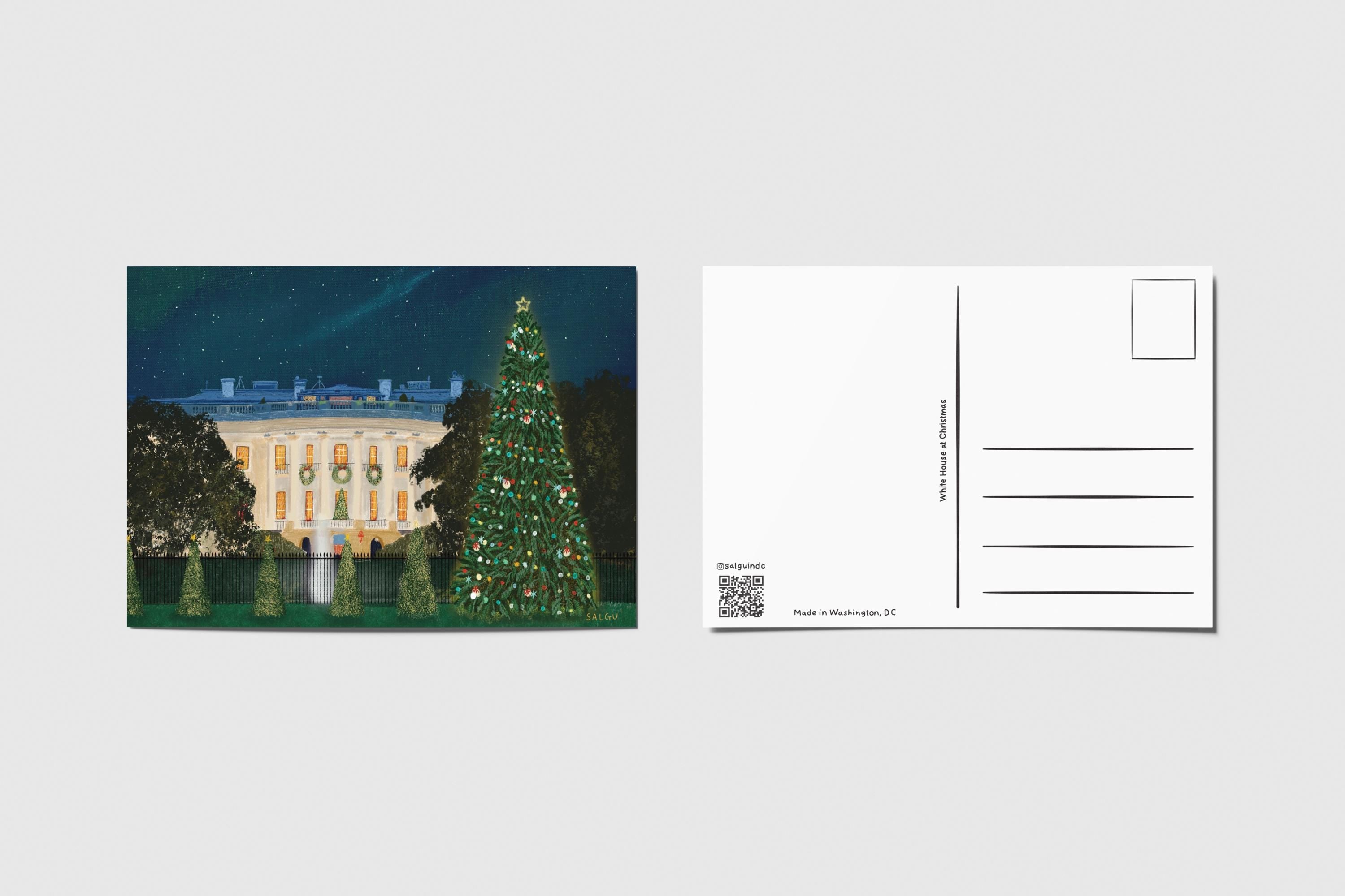 White House at Christmas Postcard