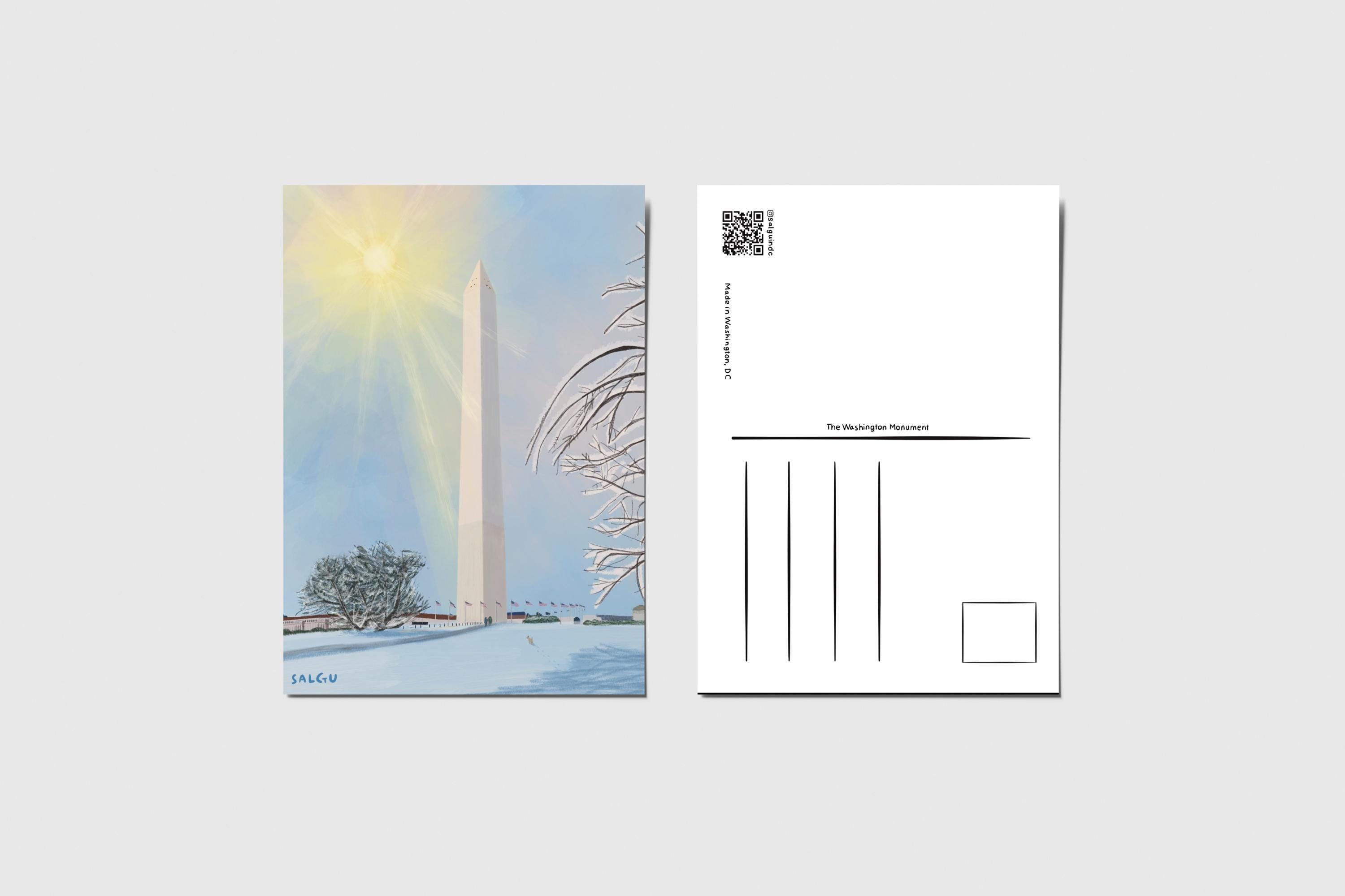 Washington Monument in Winter Postcard