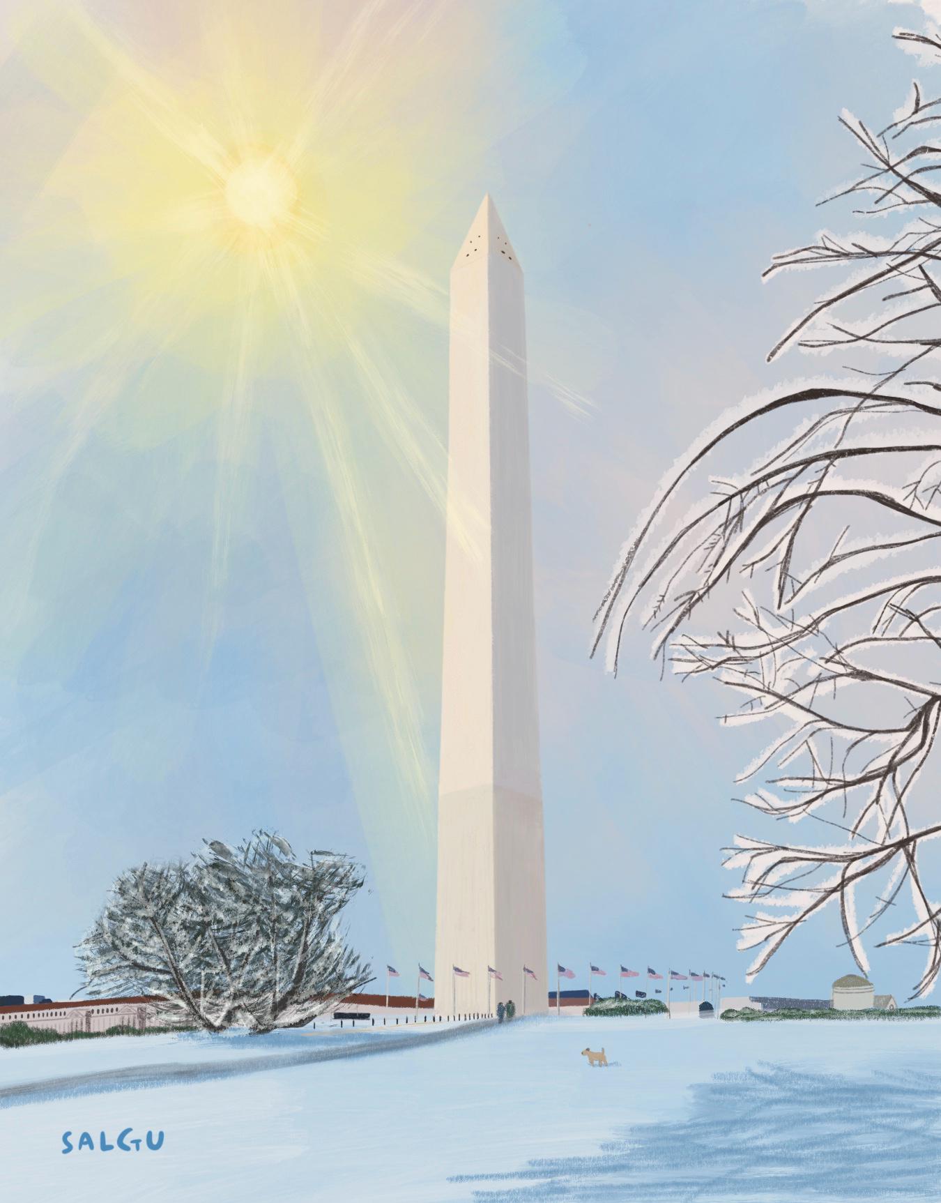 Washington Monument in Winter Postcard