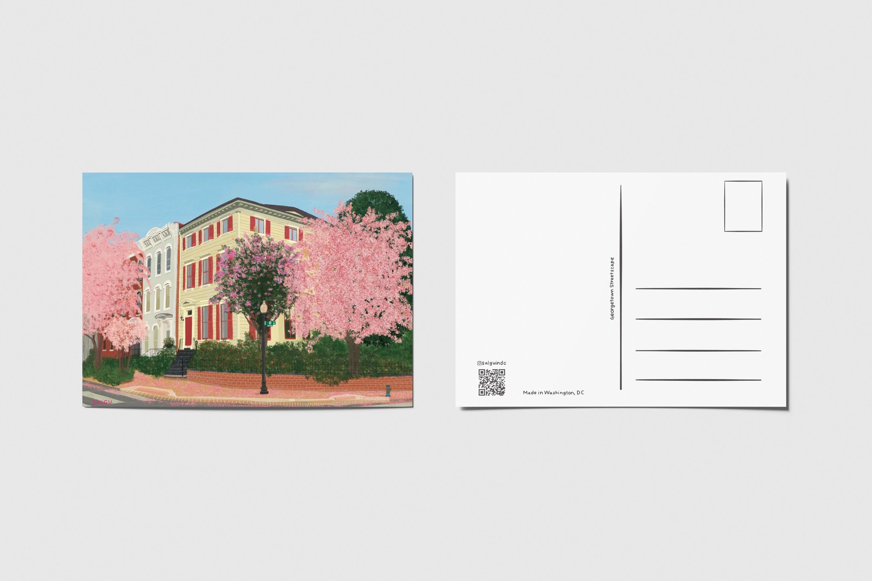 Georgetown Rowhouses in Spring Postcard