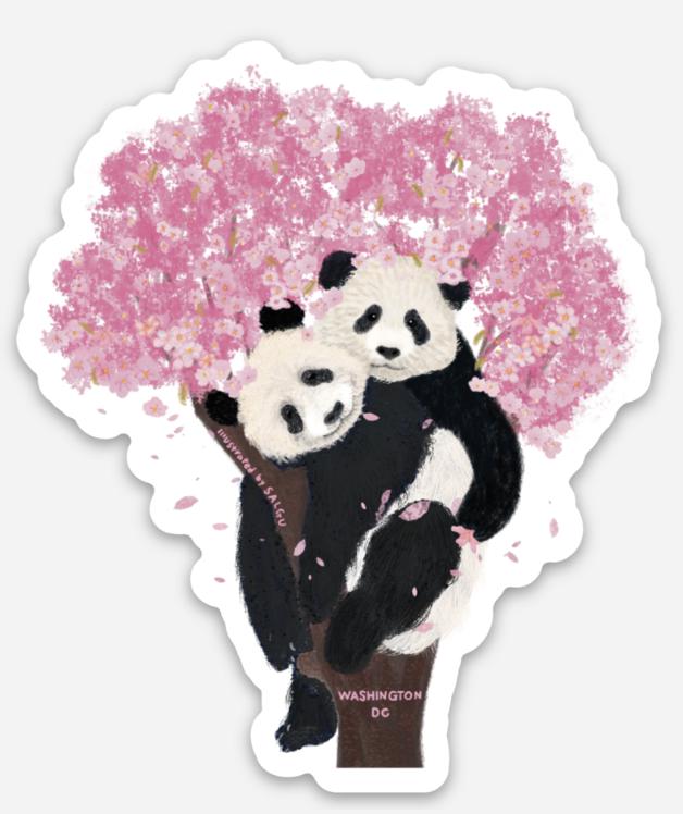 Giant Pandas Cherry Tree Sticker