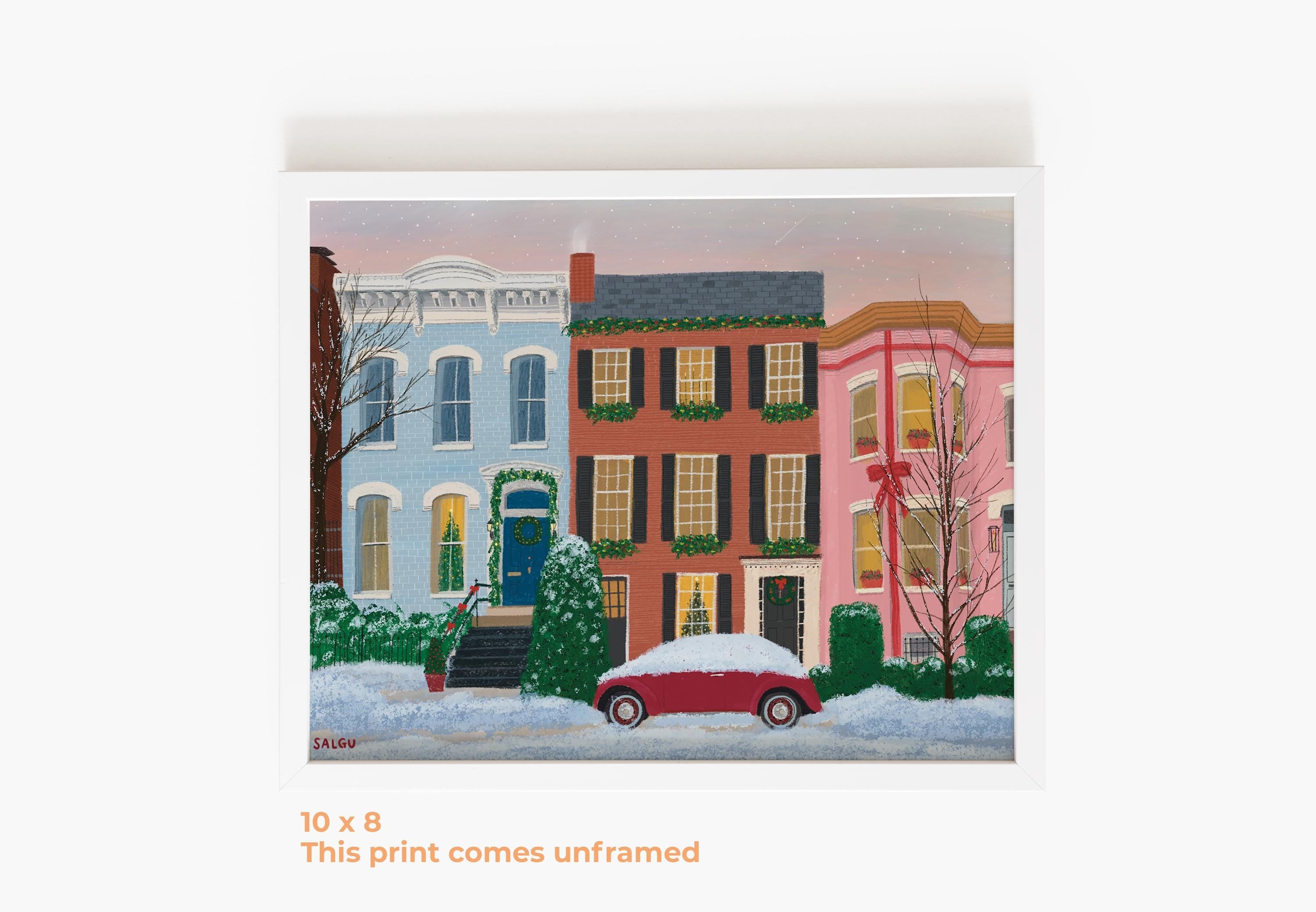 Georgetown Rowhouses in Winter Print