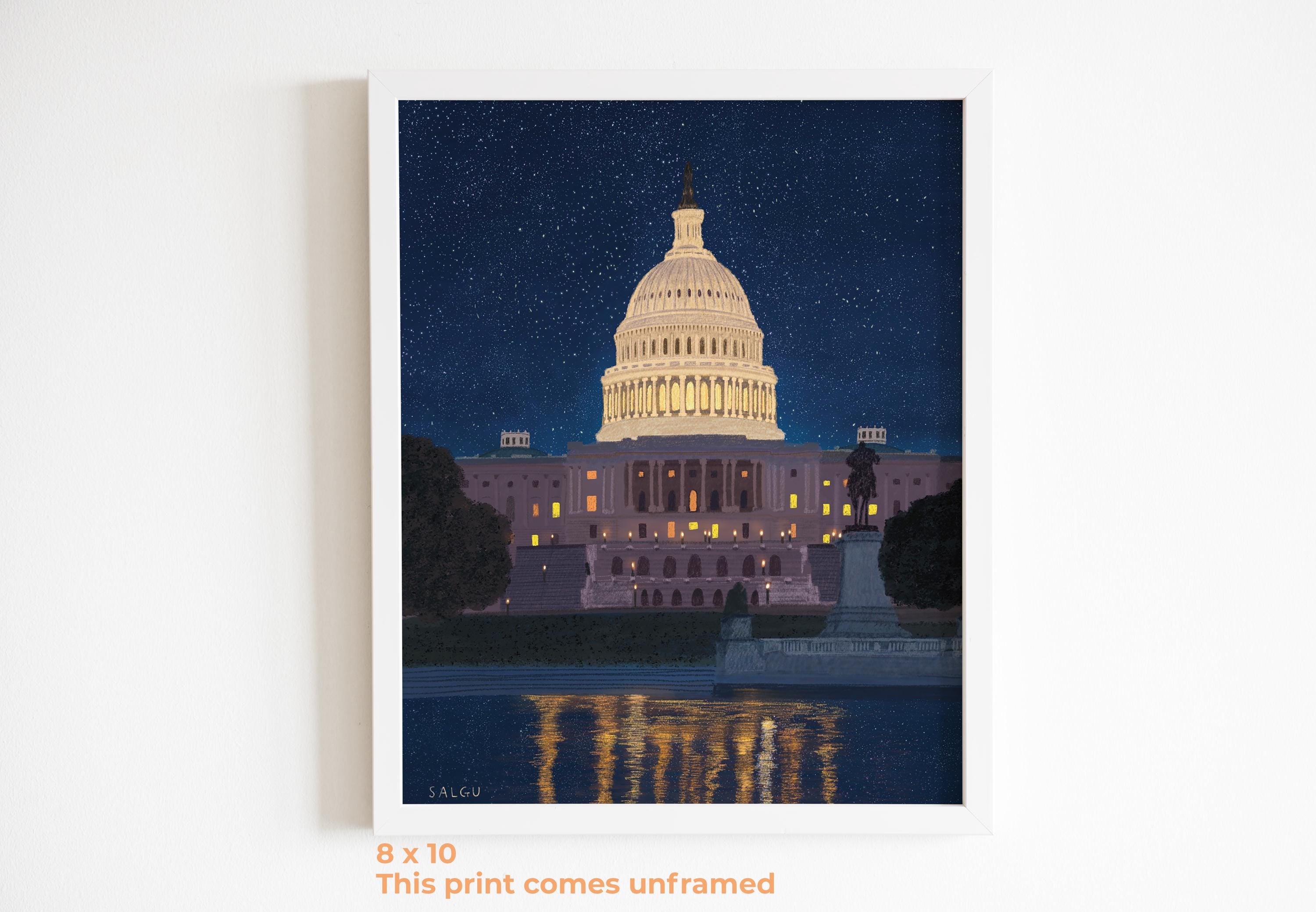 Capitol Building at Night Print