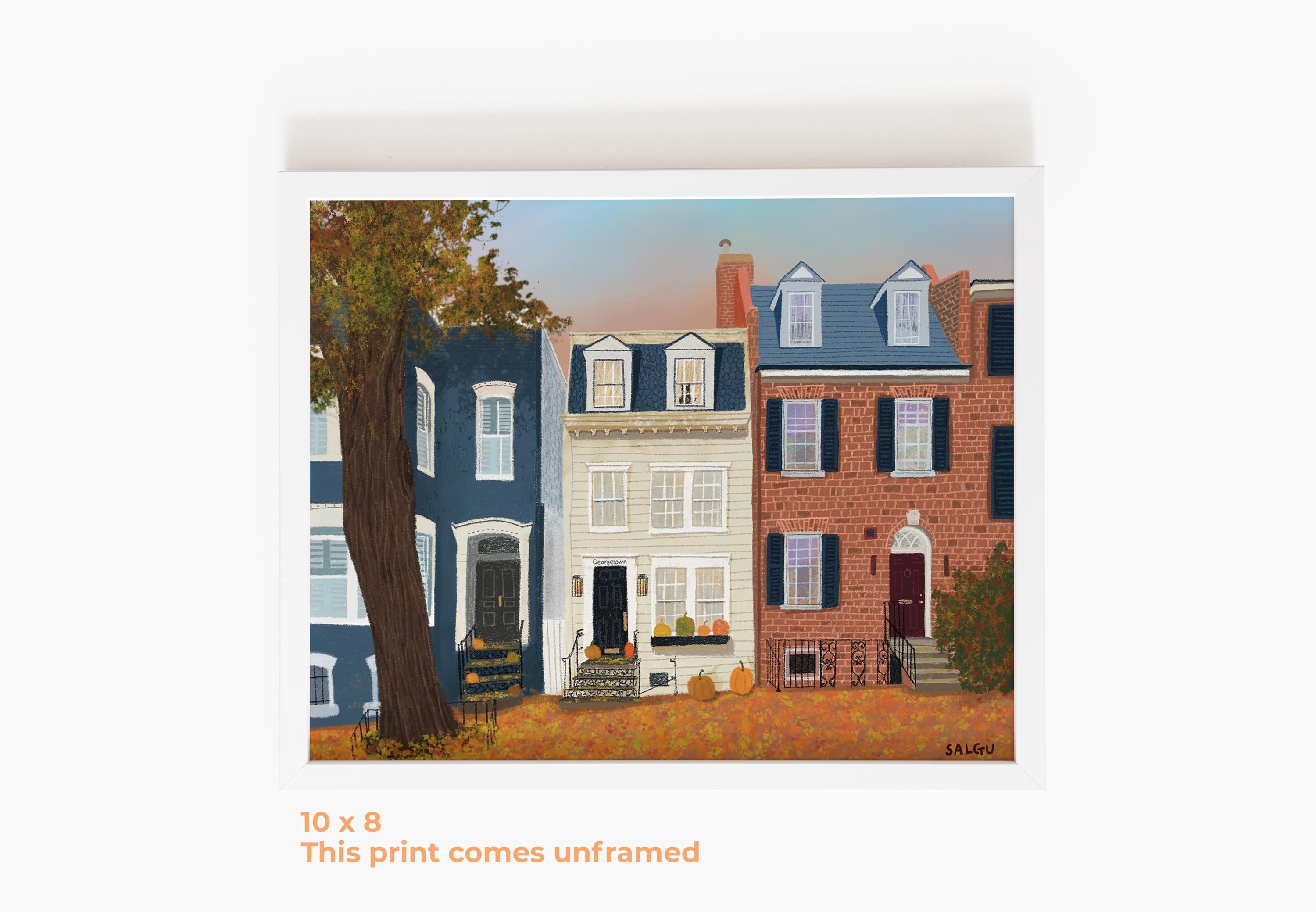 Georgetown Rowhouses in Fall Print