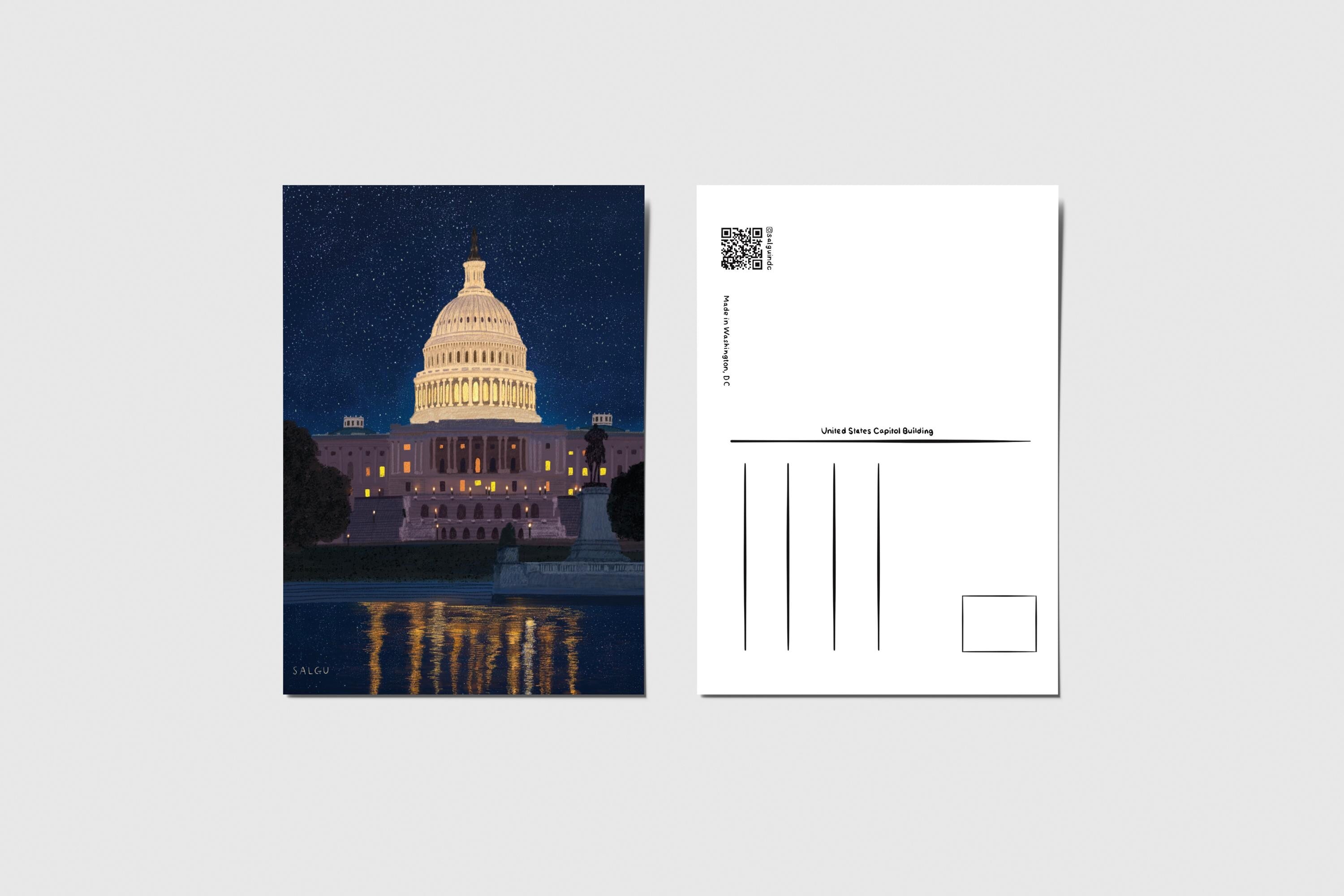 Capitol Building at Night Postcard